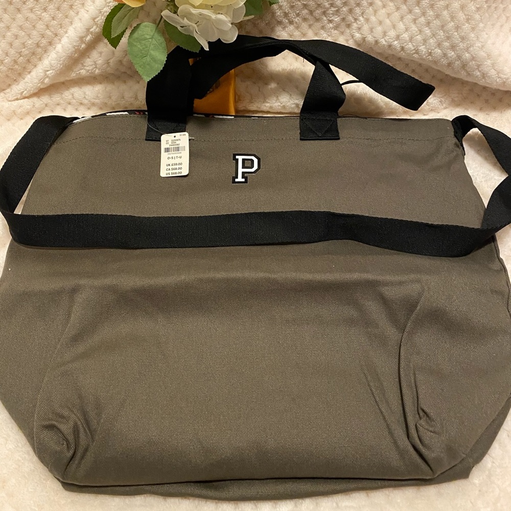 VS Pink cooler bag. Olive green NWT w/print inside